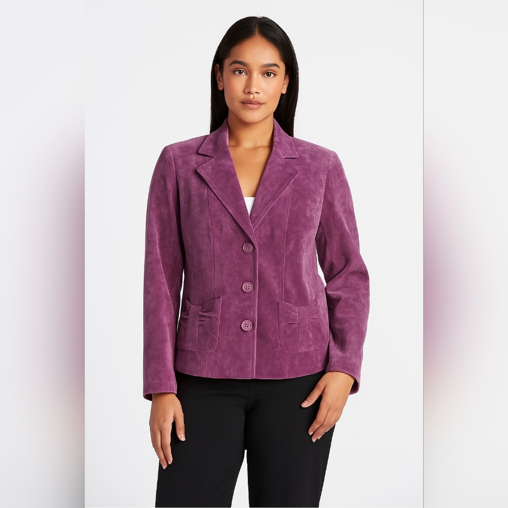 Vintage Y2K Proportion Petite Conrad C Plush Velvet Blazer Orchid Purple Size 10